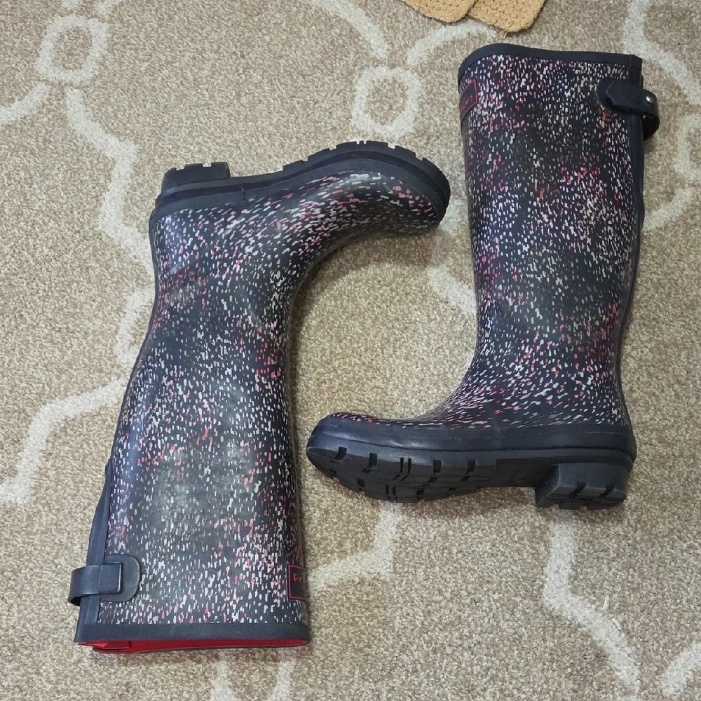 Joules 'Welly Print' Adjustable Tall Rain Boots - Size 8